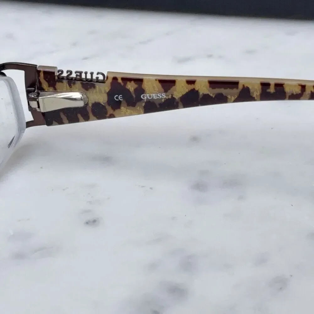 GUESS GU 1657 BRN Half Rim Brown Eyeglasses Frames Only with Case 51-17-135
